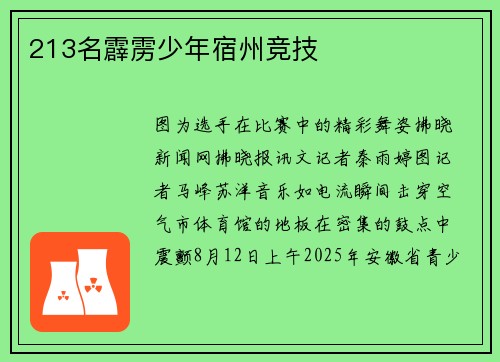213名霹雳少年宿州竞技